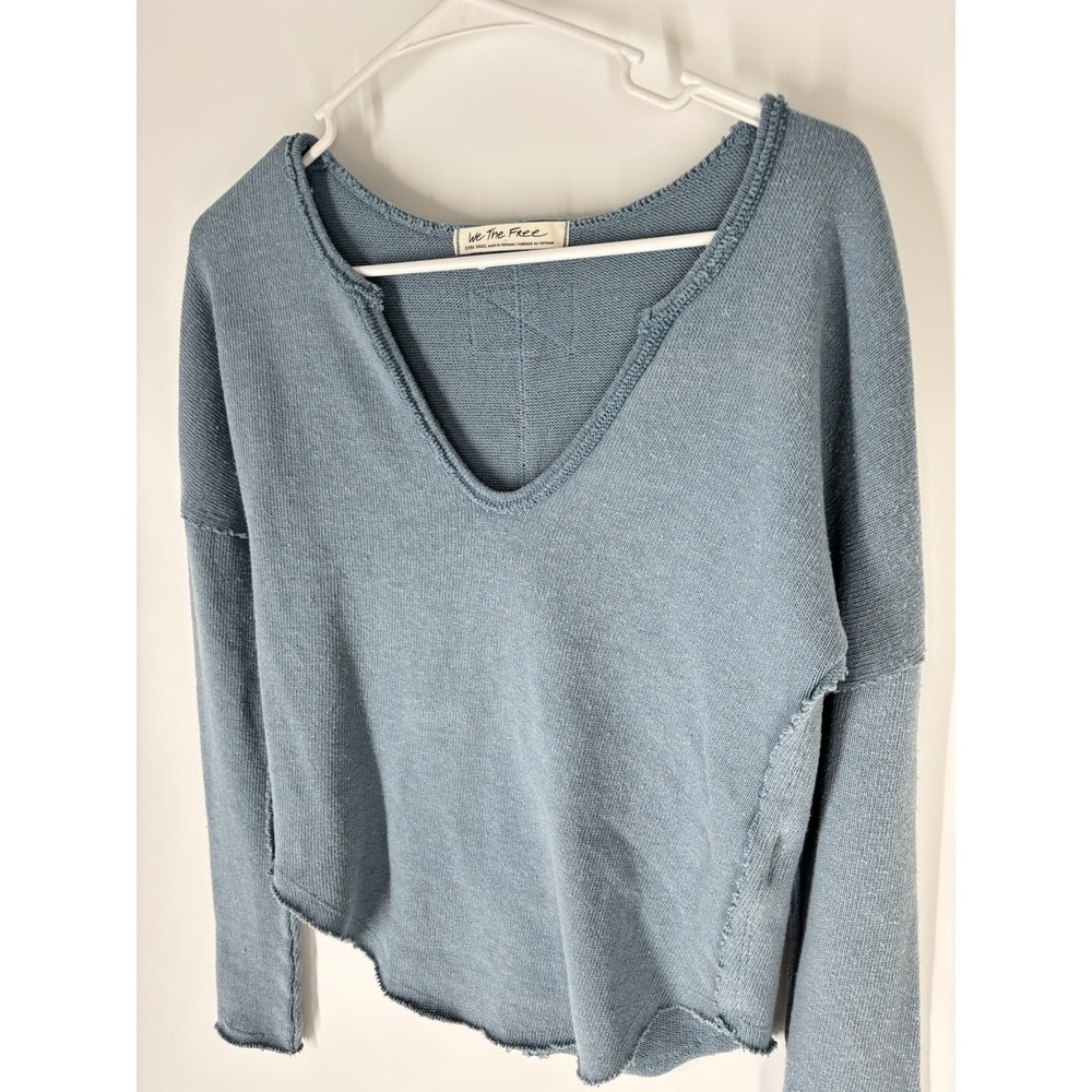 Free People Come & Get It Thermal Top Sz XS V Neck Grunge Boho Lounge Distressed - Picture 11 of 11